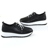 Pantofi Casual Dama Din Piele Naturala Neagra Neby92
